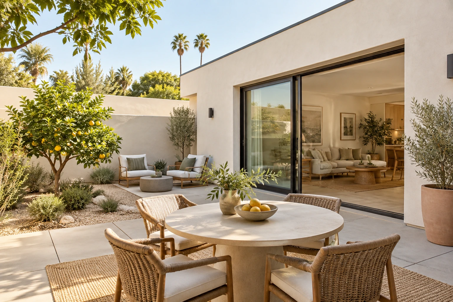 Compact courtyard home with low-maintenance landscaping