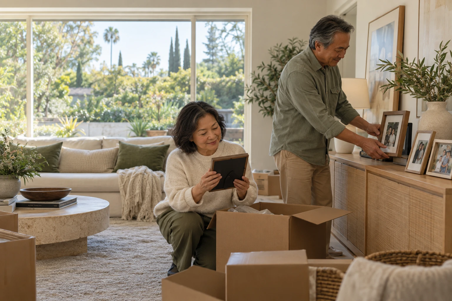 Couple settling into a smaller home