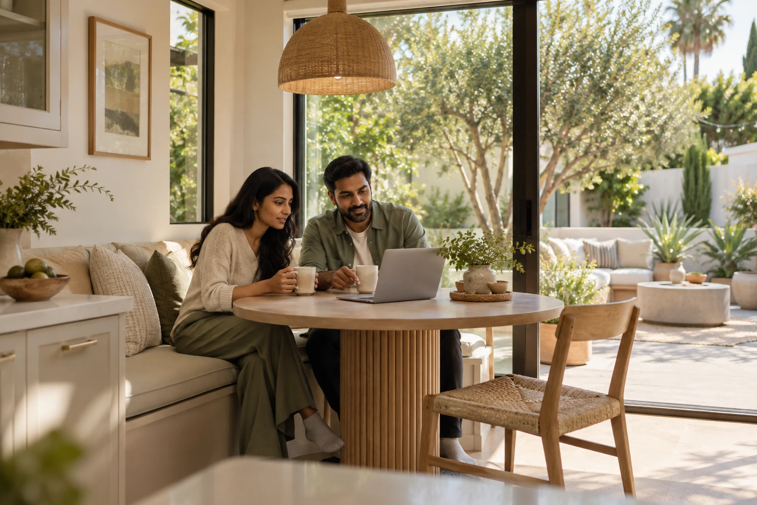 Couple discussing their household budget