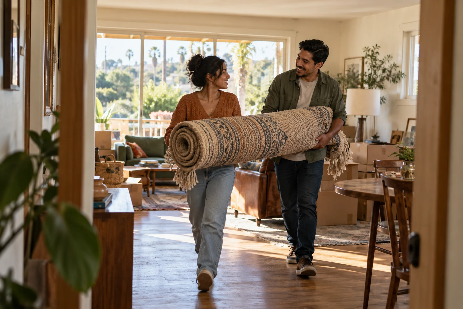 Couple making room after marriage