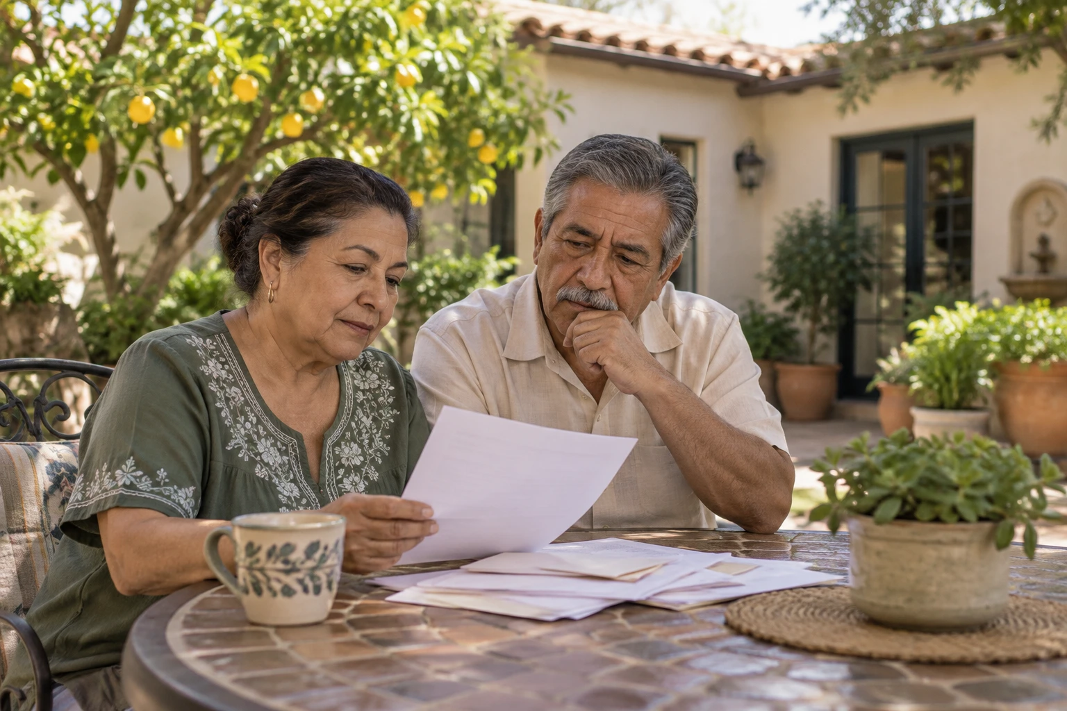 Couple reviewing the cost of staying in their home