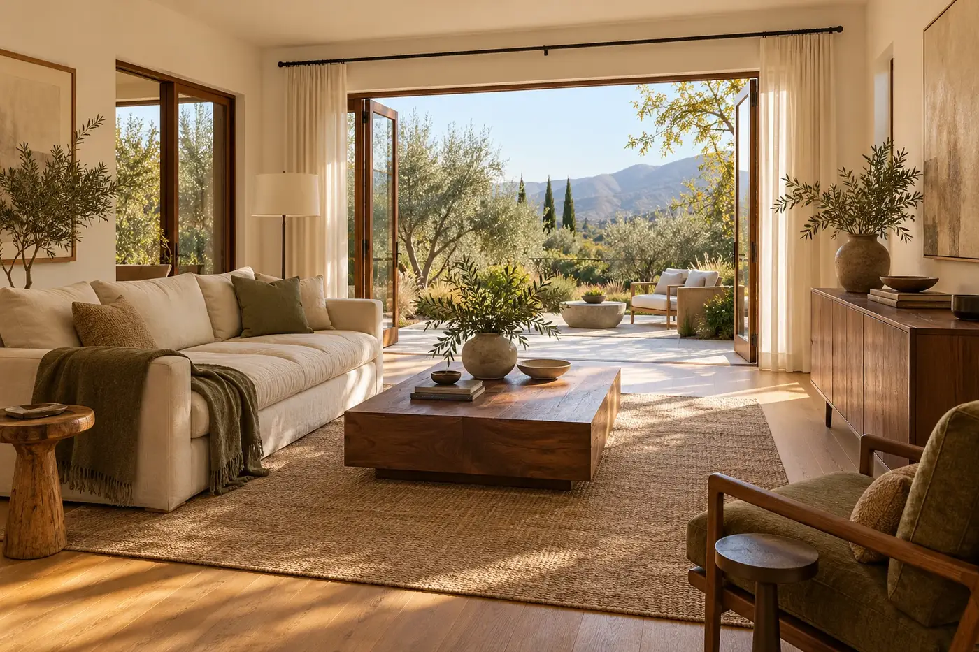 A refined living room prepared for a home evaluation