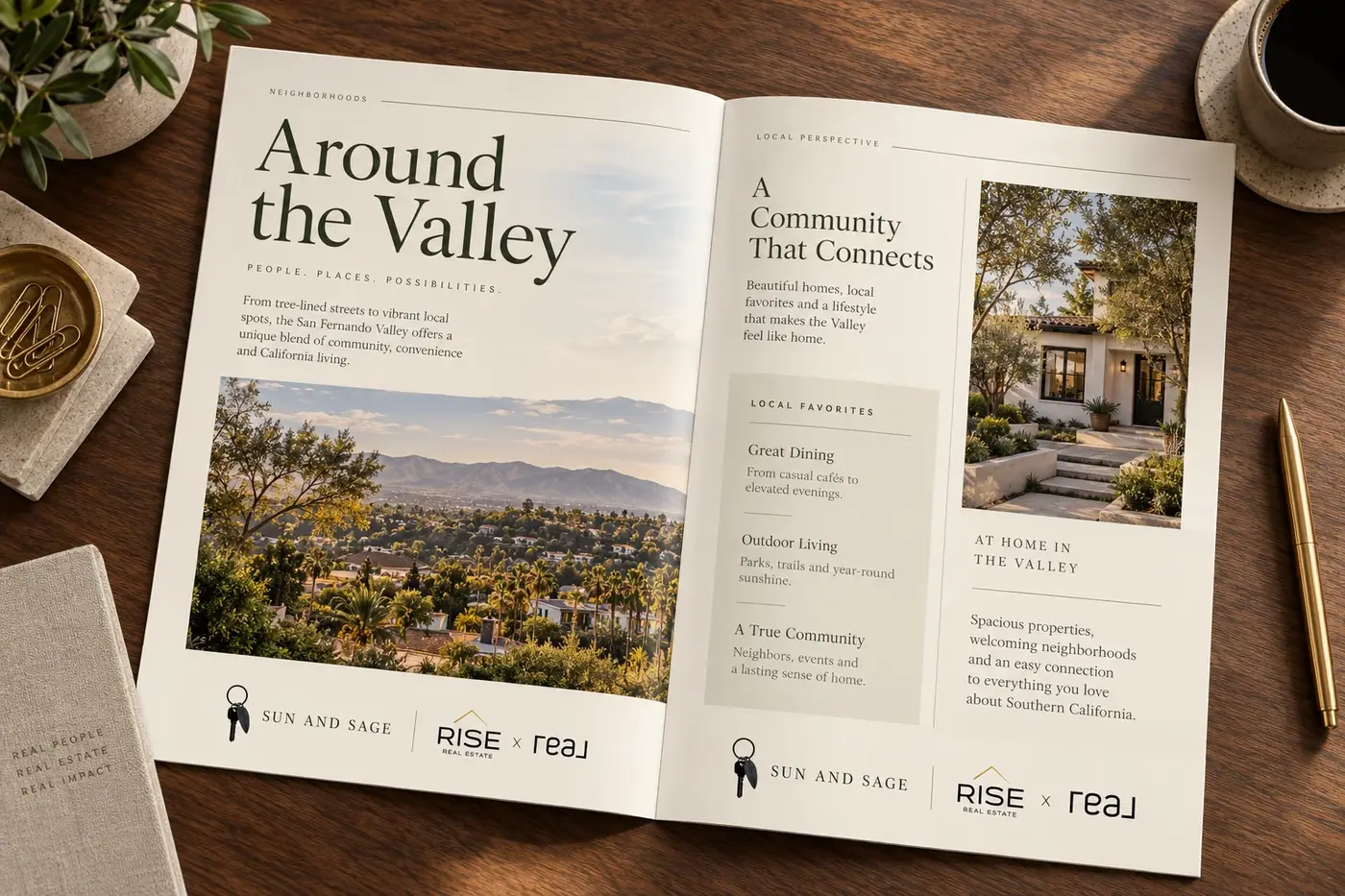 Sun and Sage and Rise newsletters marketing concept