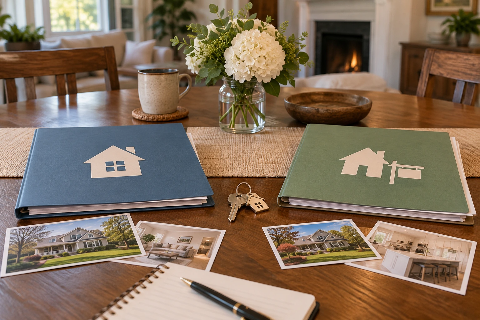 Rental and sale planning folders with inherited house keys