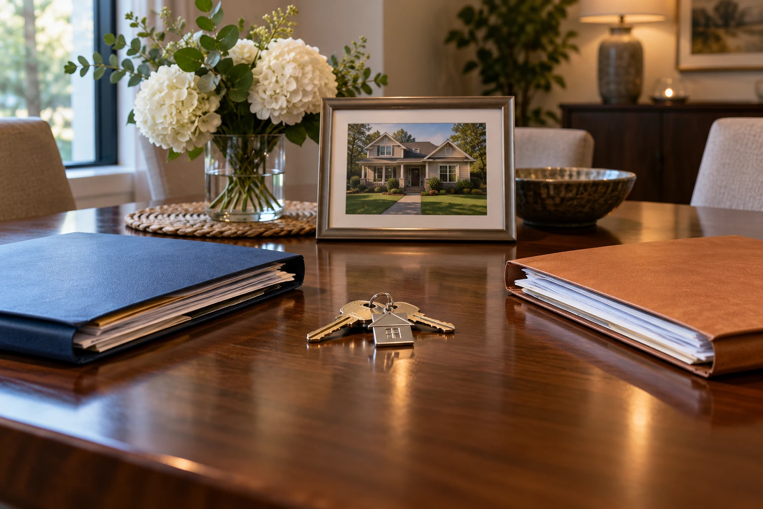 Two inheritance folders placed on opposite sides of house keys