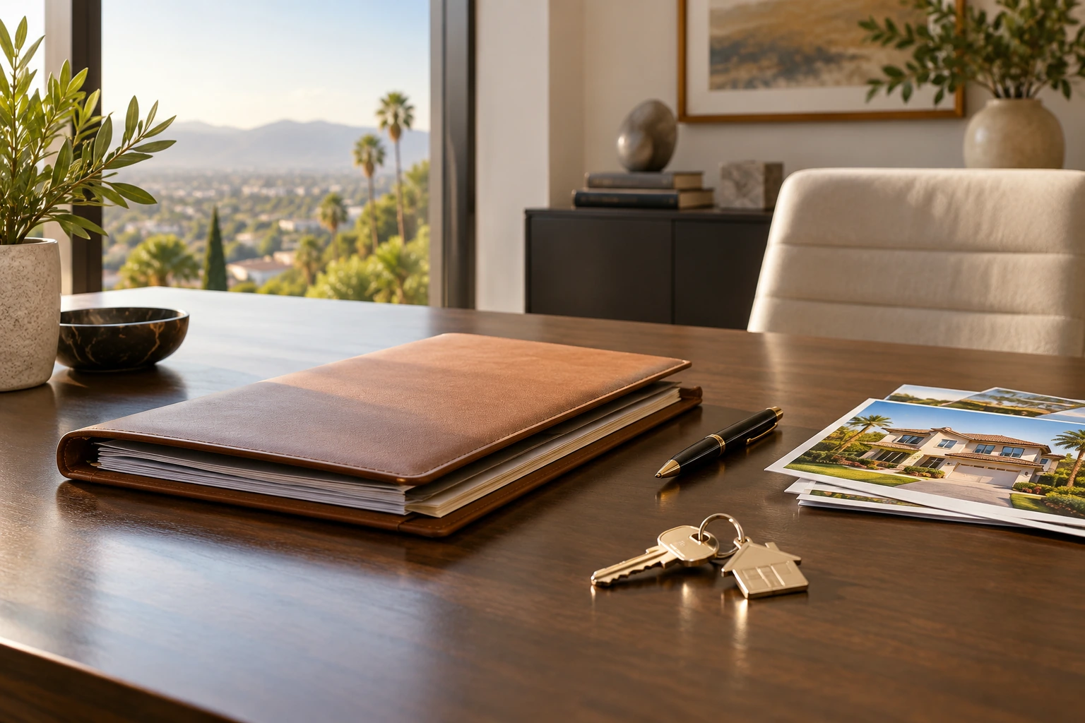Estate authorization papers and house keys prepared for a property decision