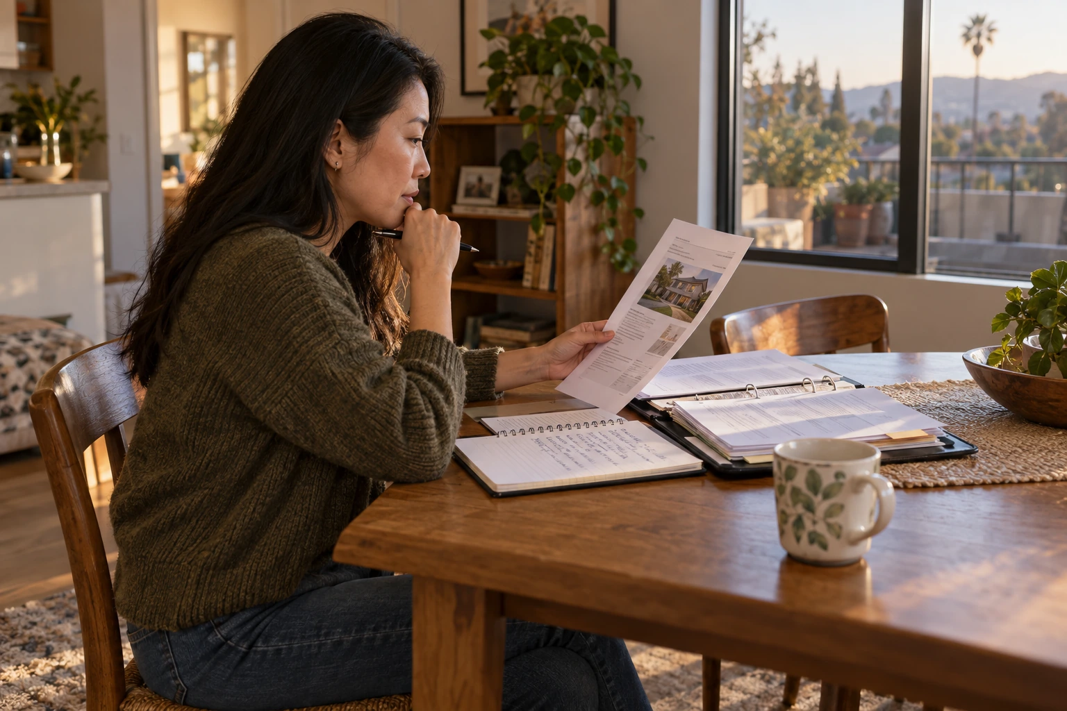 Mortgage qualification paperwork during divorce with keys and laptop