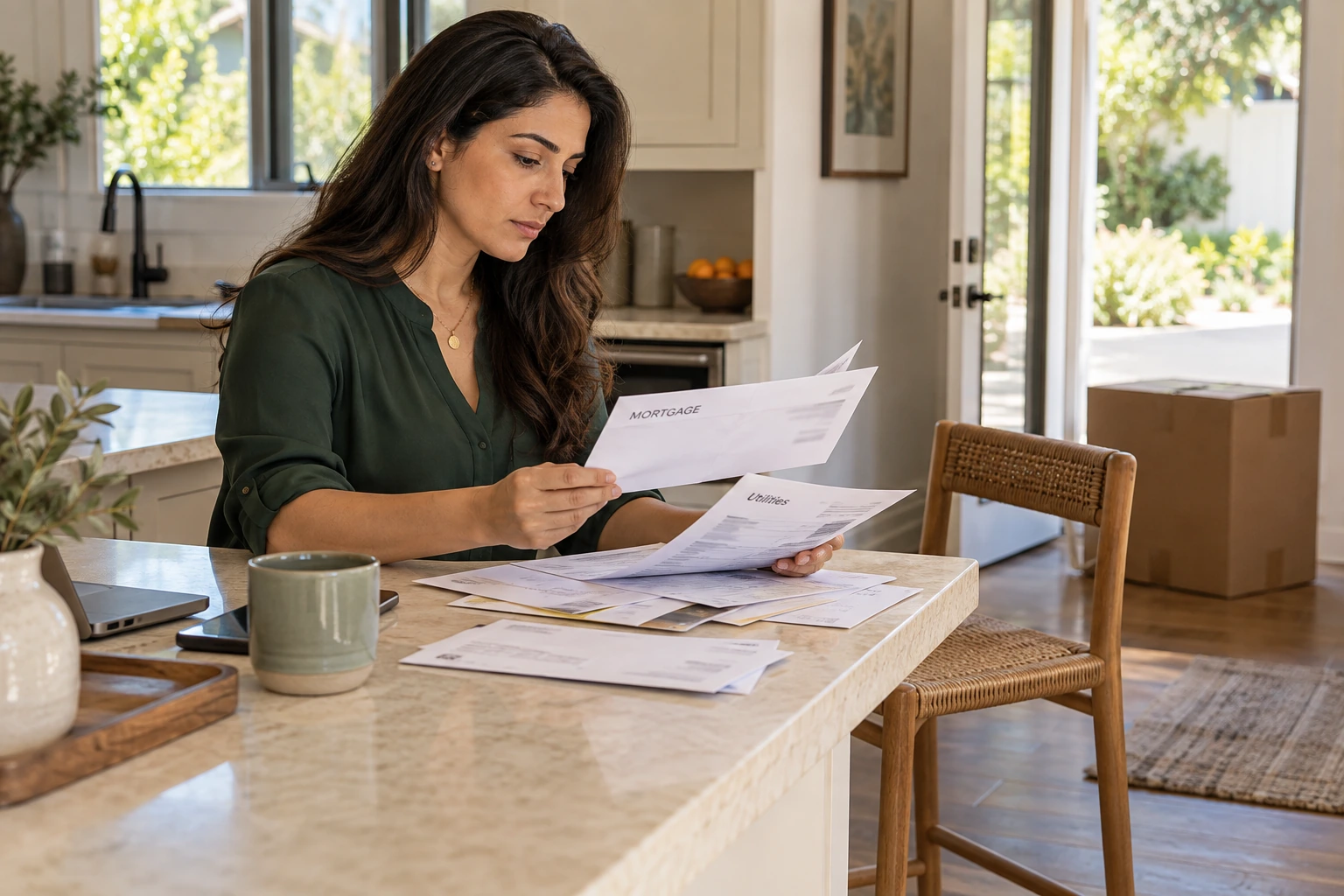A homeowner reviewing ongoing house payments after a partner moves out