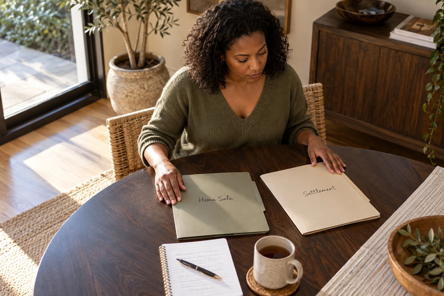 A homeowner comparing the timing of a home sale and divorce settlement