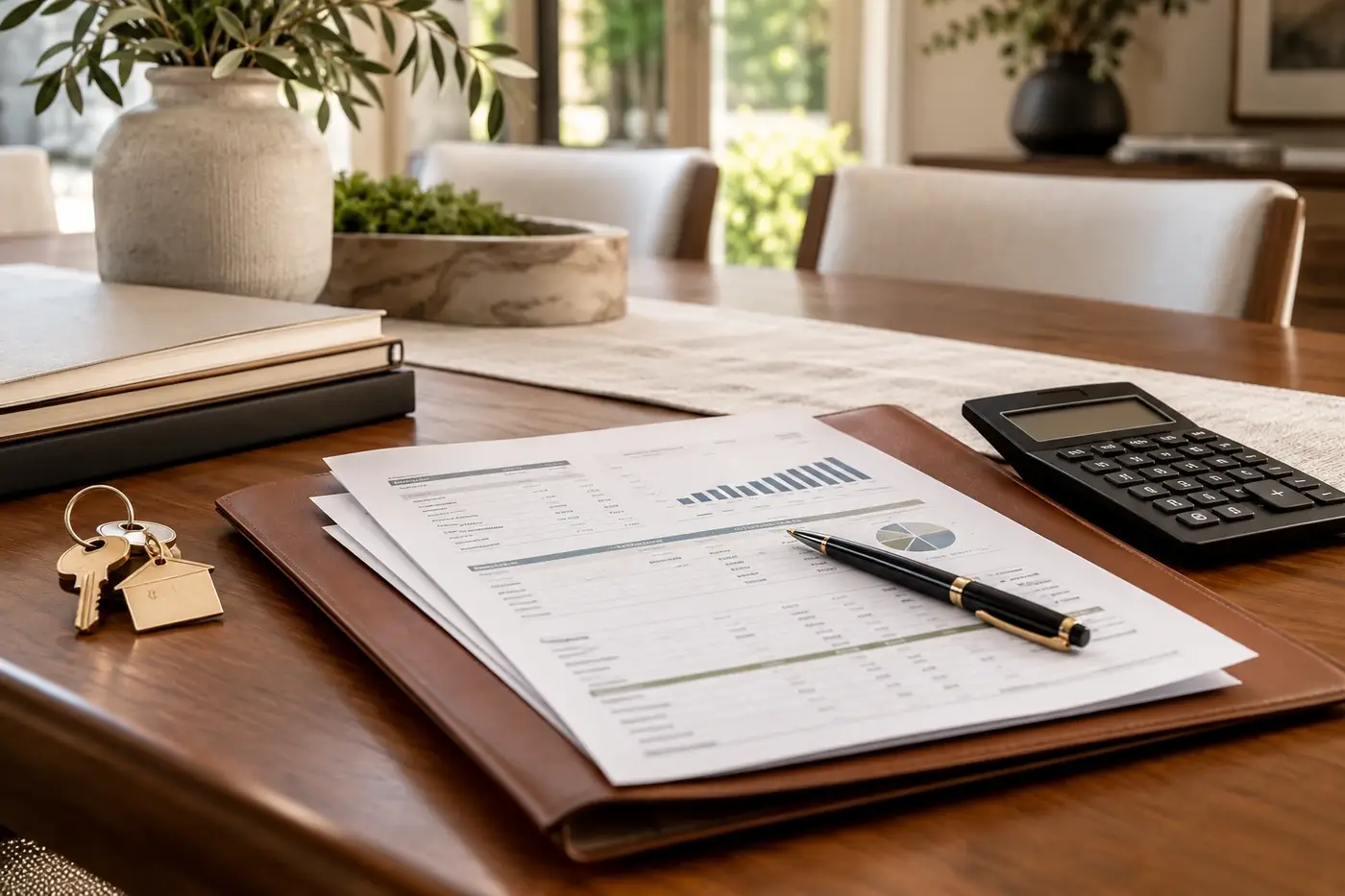Down payment calculation worksheet with calculator and keys