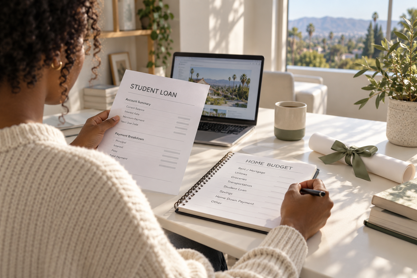 Reviewing student loan payments and a home budget