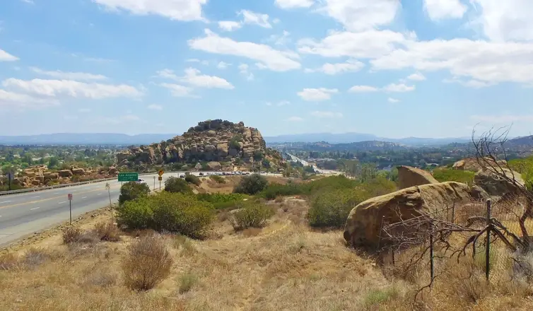 Chatsworth rock formations, open foothills, and views across the North Valley