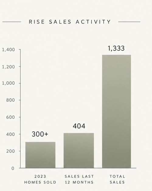 Rise sales activity chart showing homes sold and total sales